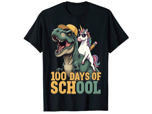 Days of School Dinosaur T-Shirt Design