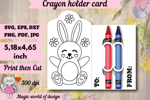 Easter Bunny and Flowers Coloring Card Graphics