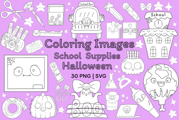 Halloween School Supplies Graphics & Coloring Pages Amp
