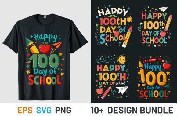 Happy 100 Days of School T-Shirt Designs