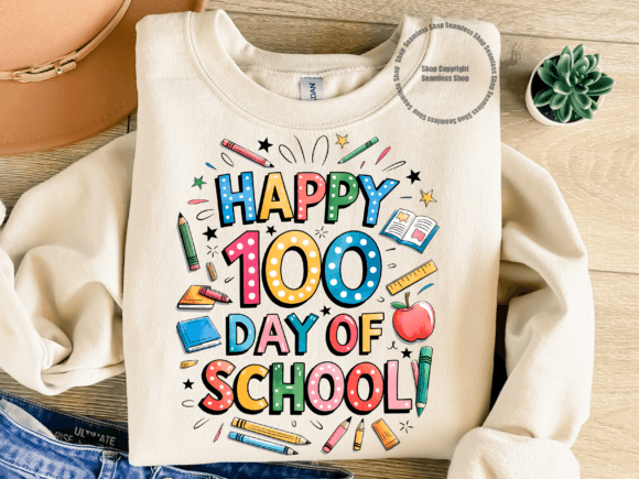 Happy 100 Days School Sublimation PNG