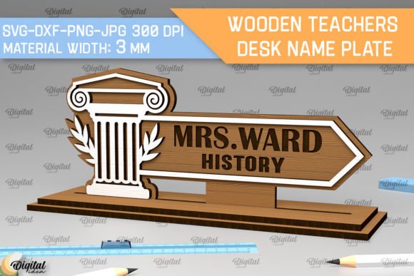 History Teacher Desk Name Plate LaserCut