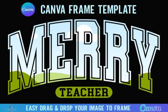 Merry Teacher Christmas Canva Frame Xmas Graphics