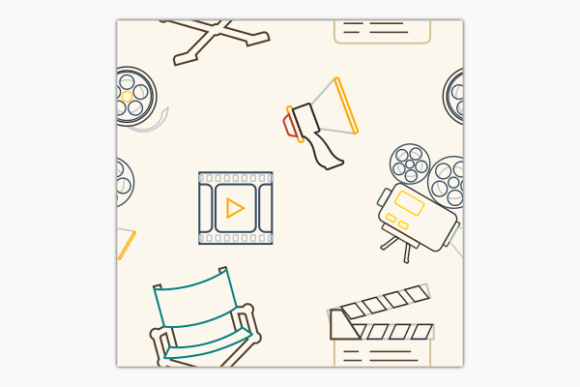 Outline Cinematic Icons Seamless Pattern