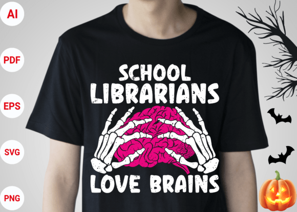 School Librarians Love Brains Design Graphics