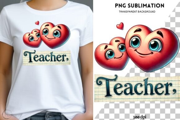 Teacher Hearts PNG Design, School Spirit Graphics