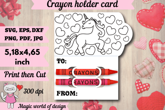 Valentine's Day Unicorn Coloring Card Graphics